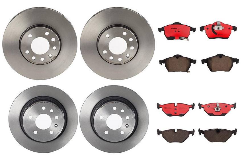 SAAB Brakes Kit - Pads & Rotors Front and Rear (288mm/286mm) (Ceramic) 93192749 - Brembo 3101712KIT